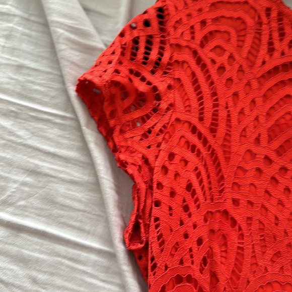 Sharagamo mid length, sheath, dress with cap sleeves and lace overlay detail - Picture 4 of 5